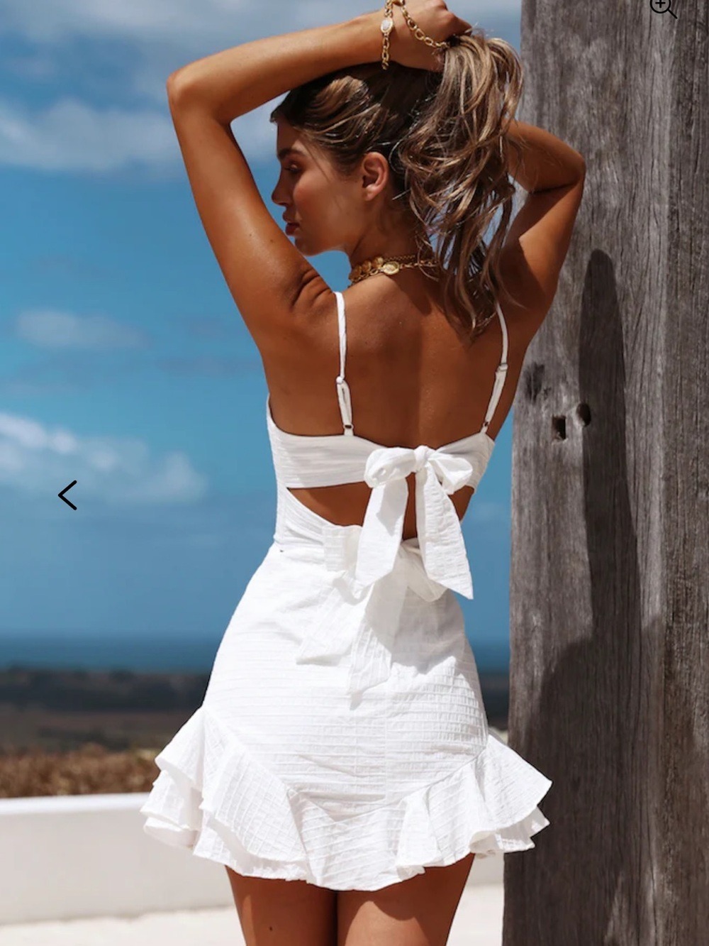 Hello Molly White Textured Bow Mini Dress XS - Picture 2 of 9